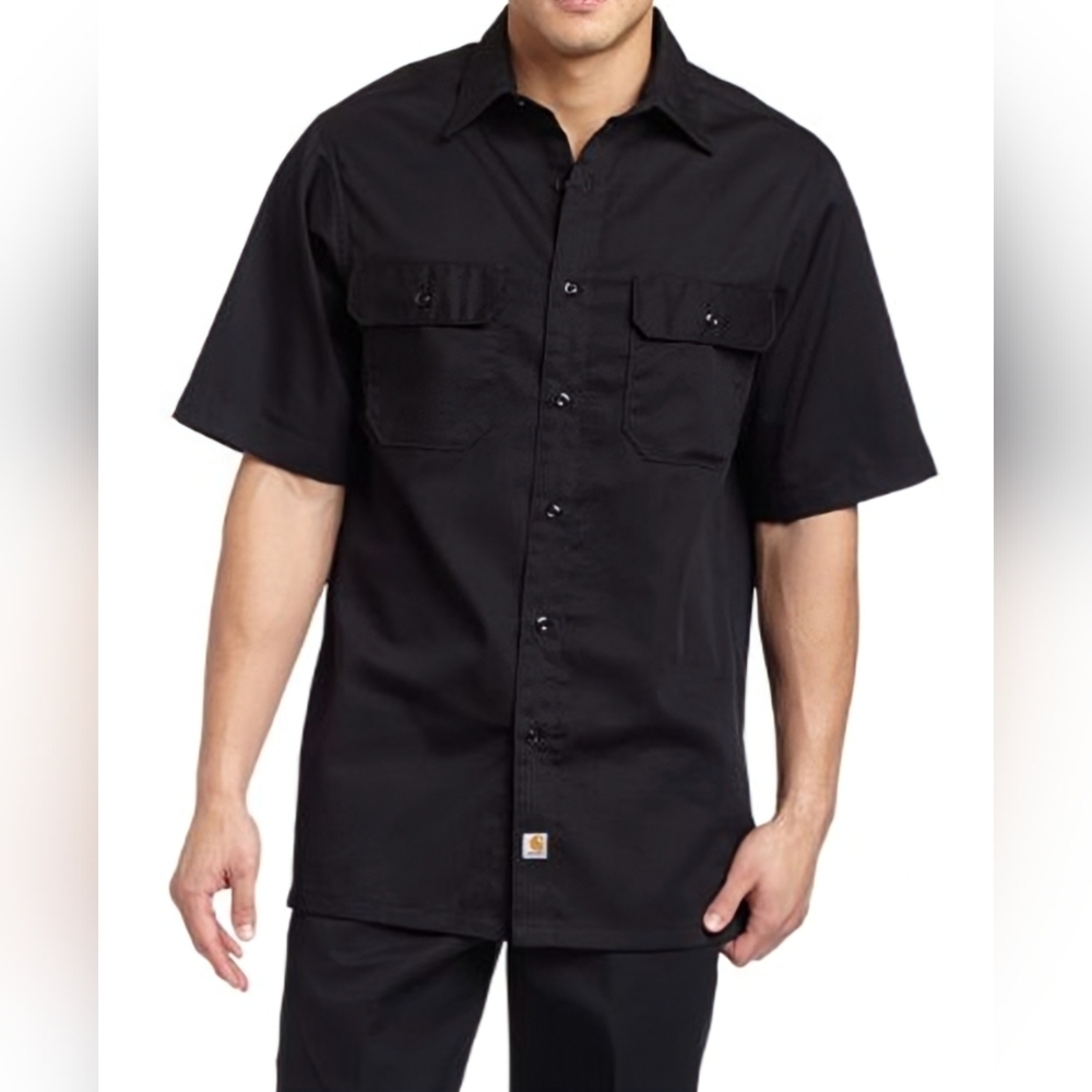 NWT Carhatt Men's Big&Tall Twill Short Sleeve Work Shirt Button Front Black 4XL